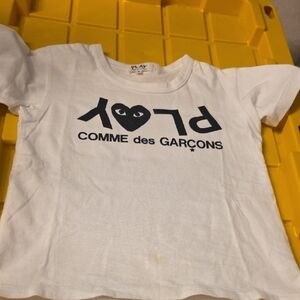 Comme des Garcons Kids White Tee with Black Logo